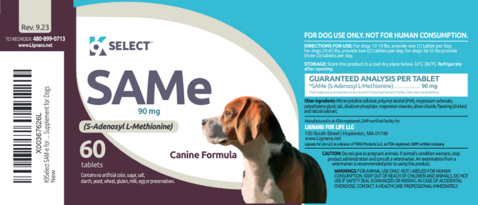 K9Select SAM-e pour chiens - Comprimés de 90 mg