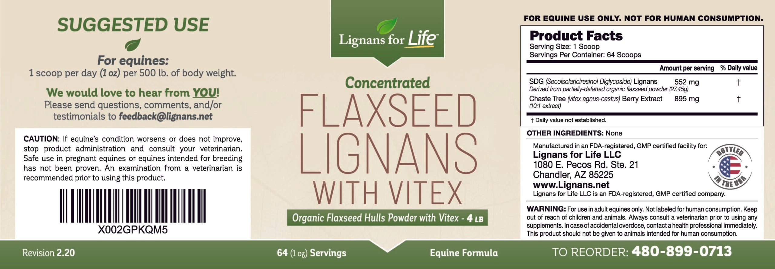 Concentrated Flaxseed Lignans with Vitex